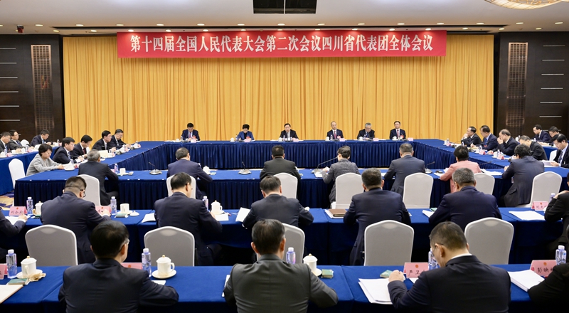 四川代表团举行全体会议 审议大会有关决议草案 王晓晖主持并讲话 黄强施小琳参加「相关图片」